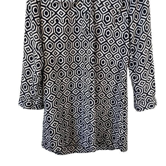 GAP Women's Long Sleeve Geometric Shift Work Dress Navy White Size Small Career - Picture 4 of 7